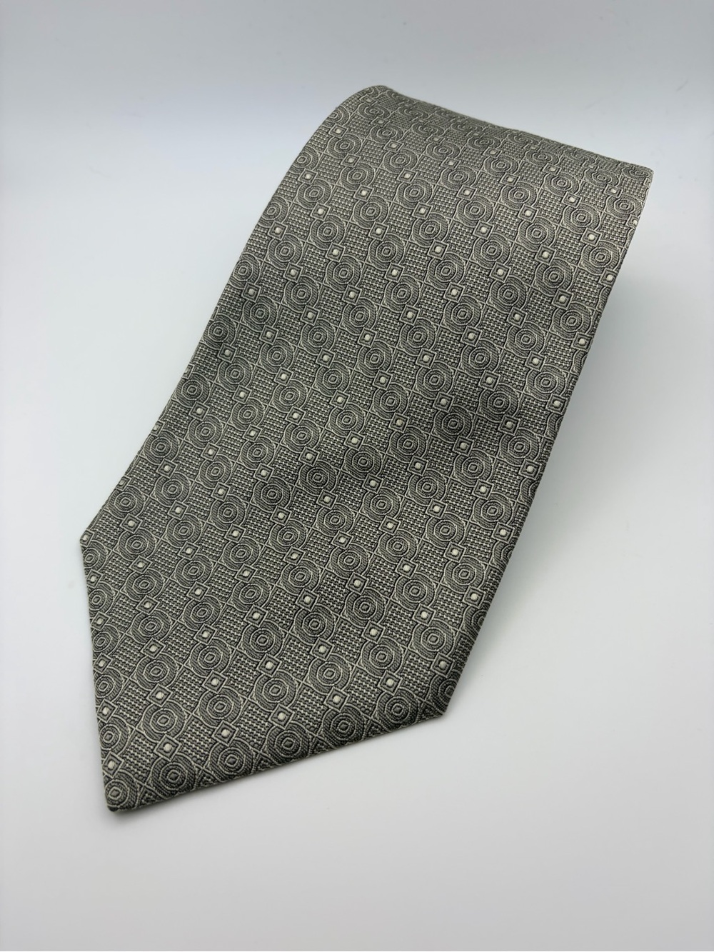 Polo Ralph Lauren Men’s Silk Necktie Gray Black Geometric Made in USA